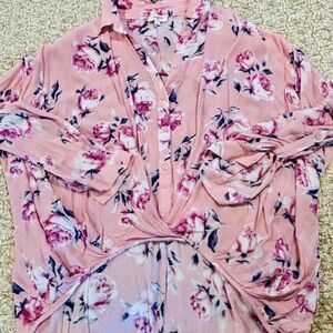 Umgee Pink Floral Button-Front Blouse
